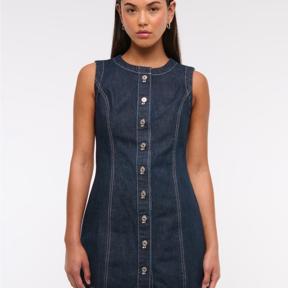 Abercrombie & Fitch Dark Blue Button-Front Mini Dress